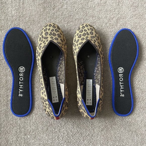 Rothy's Shoes Womens Size 7.5 The Flat Brown Spotted Leopard Print RETIRED Flats - Picture 8 of 15